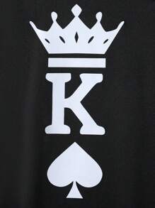 Teen Boys' Crown & Letter Print Short Sleeve T-Shirt And Shorts 2pcs/Set - Black - View 7