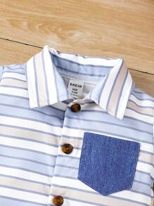 Baby Boys' Simple Stripe Short Sleeve Bodysuit For Summer - Multicolor - View 3