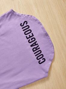 SHEIN Ensemble T-shirt Et Pantalon Coupe Ample Et Décontracté Pour Petites Filles, Col Rond, Épaules Tombantes