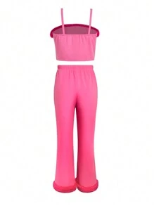 SHEIN Tween Girls' Cute And Sweet 2-Piece Set - Pink - View 2
