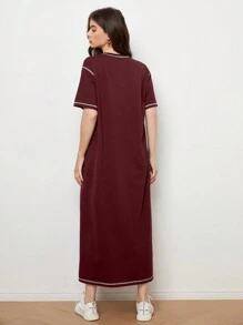 SHEIN LUNE Đầm casual phối màu, đầm hè cho nữ, đầm casual. - Màu Hoa hồng đỏ - Xem 3