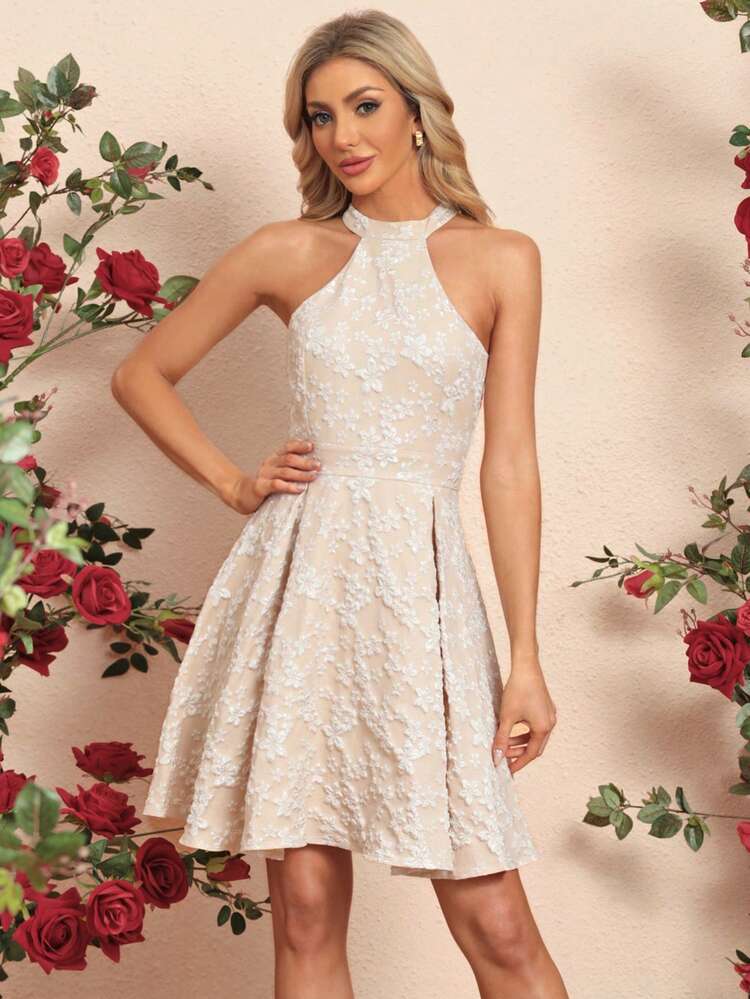 Ladies' Jacquard Halterneck Dress