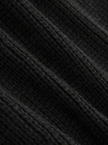 SHEIN Unity Plus Size Women's Lace Patchwork Twist Knit Sweater, Pullover Knit Pullover Fall Winter - Black - View 5