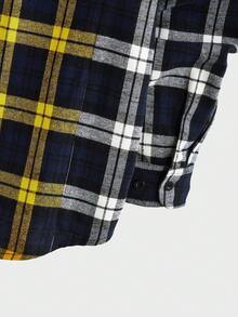 Manfinity RebelGame Loose Fit Men's Casual Plaid Patchwork Long Sleeve Woven Shirt - Multicolor - View 3