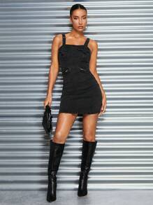 SHEIN BAE Arbeitsstil Sexy Kleid Mit Quadratischem Ausschnitt