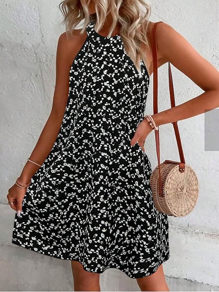 Ladies Floral Halterneck Dress