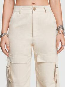 ROMWE 女士街頭時尚貨物褲，具有3D口袋，適用於戶外活動