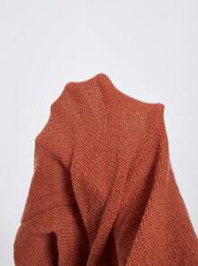 Calvaya Plus Solid Round Neck Sweater Dress - Coffee Brown - View 7