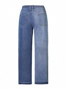 Teen Girl'S Distressed Water Washed Jeans - Medium Wash - View 2