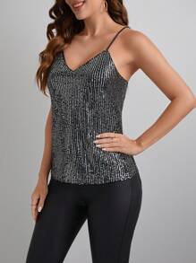 SHEIN Clasi 女士亮片背心 - 銀色 - 查看 6