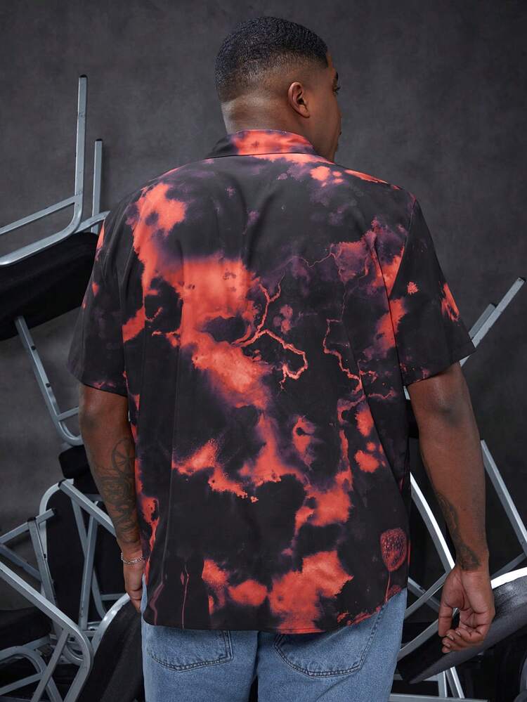 Men's Plus Size Tie Dye Short Sleeve Shirt