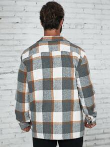 Manfinity Homme Men's Plus Size Plaid Flip Pocket Jacket - Multicolor - View 2