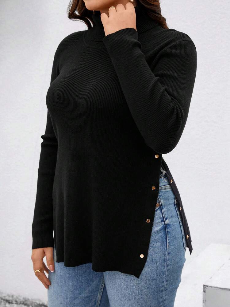 Plus Size Women's Casual Turtleneck Sweater