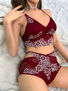 Conjuntos De Pijama De Bordado De Flores Para Mujeres
