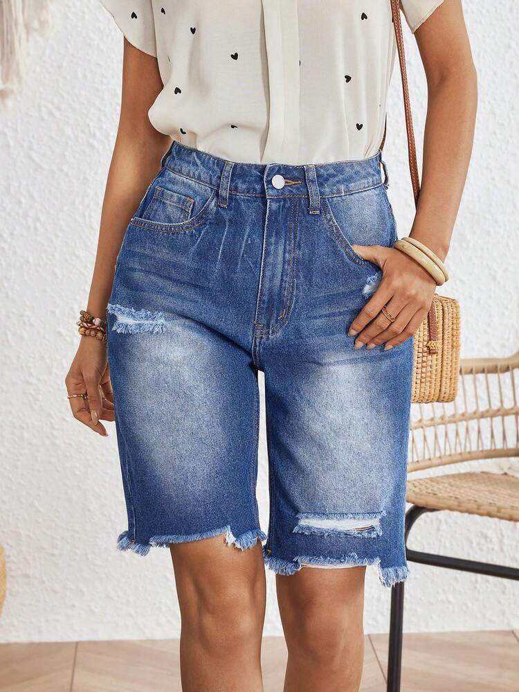 Women's Casual Distressed Denim Shorts