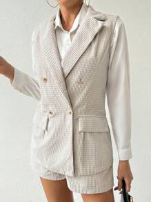 Chiquease Conjunto De Traje De Color Sólido - Albaricoque - Ver 5