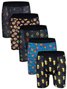 5pcs/Set Men'S Printed Boxer Briefs - Multicolor - View 8