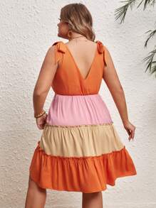 SHEIN VCAY Khối màu Tie-Up Đầm - Nhiều màu - Xem 5