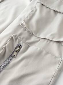 Manfinity Homme Pantalones cargo de unicolor para hombres, pantalones largos lisos con cordón para salir, para regalos de esposo o novio, para otoño - Gris Claro - Ver 5
