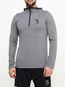 Gym Rark Boyfriend Style Men's Long Sleeve Half Zip Sports Jacket Workout Tops Grey Jacket Sports Jacket - Grey - View 1
