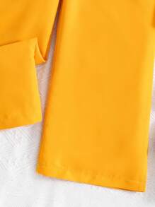 Elladie kids Tween Girl Ruffled Trim Shirred Bodice Belted Slip Jumpsuit With Wide Leg - Mustard Yellow - View 4