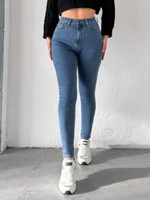 RueChic Women's Slim Fit Denim Jeans - Medium Wash - View 1