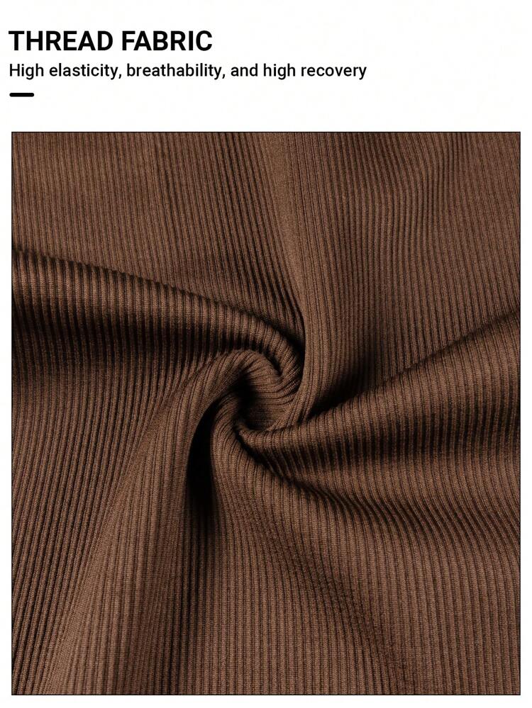 2pcs/Set Plus Size Women's Ribbed Sports Dress Set