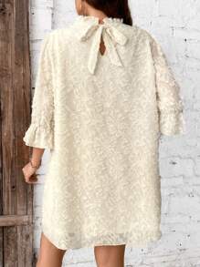 Celure Plus Size Women's Frill Edging Hemline Dress - Apricot - View 2