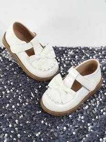 1雙兒童白色pu皮平底鞋,幼兒女孩平底鞋,不同尺寸可選 - 白色 - 查看 1