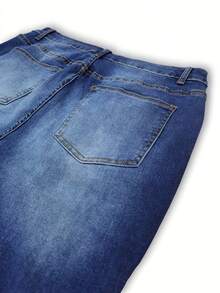 Plus Size Floral Embroidery Slim Fit Jeans, Spring/Summer/Fall, Fashion Personalized