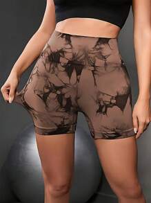 SHEIN Velisys 3 件套扎染运动短裤女士运动短裤、健身短裤、骑行短裤 - 彩色 - 查看 6