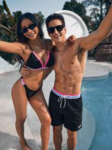 Surfspeed Men'S Beach Shorts With Pocket, Drawstring Waistband And Side Stripes - Multicolor - View 7