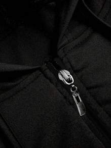 Plus Size Women's Zip Up Hoodie & Jogger Set - Lightweight Workout Outfit With Thumb Holes (Sizes 1X-5X) - 黑色 - 查看 5