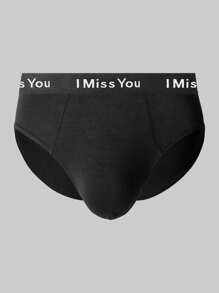 男性4入組三角褲,具有字母印花腰帶