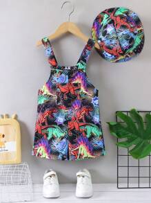 SHEIN 男童恐龙印花连体衣连帽套装 - 彩色 - 查看 1