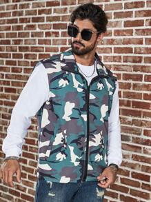 Manfinity Homme Men's Camouflage Printed Vest, Plus Size