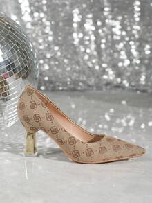 New Spring & Autumn Fashionable Casual Slip-Resistant Wear-Resistant Brown Crocodile Pattern Pointed Toe Electroplated High-Heeled Shoes For Party - Brown - View 3