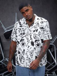 Manfinity Homme Camisa De Manga Corta Con Estampado De Dibujos Animados De Talla Grande Para Hombre - Multicolor - Ver 5