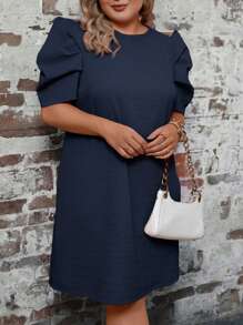 SHEIN Clasi 大碼純色羊肚袖a字裙