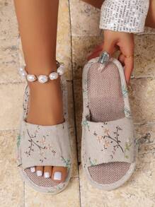 Fashion Slippers For Women, Floral Pattern Bedroom Slippers,Fluffy Slippers - Multicolor - View 1