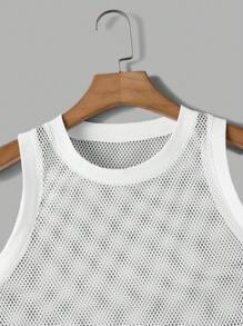 NORVETH Men's White Fishnet Tank Top Suitable For Daily Wear In Spring And Summer, Sleeveless Tank Top For Boyfriend Gift, Couple Things - White - View 4