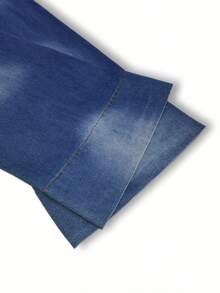 Women'S Plus Size Wide Leg Jeans With Faux Patchwork Design And Loose Fit, Spring Summer Autumn