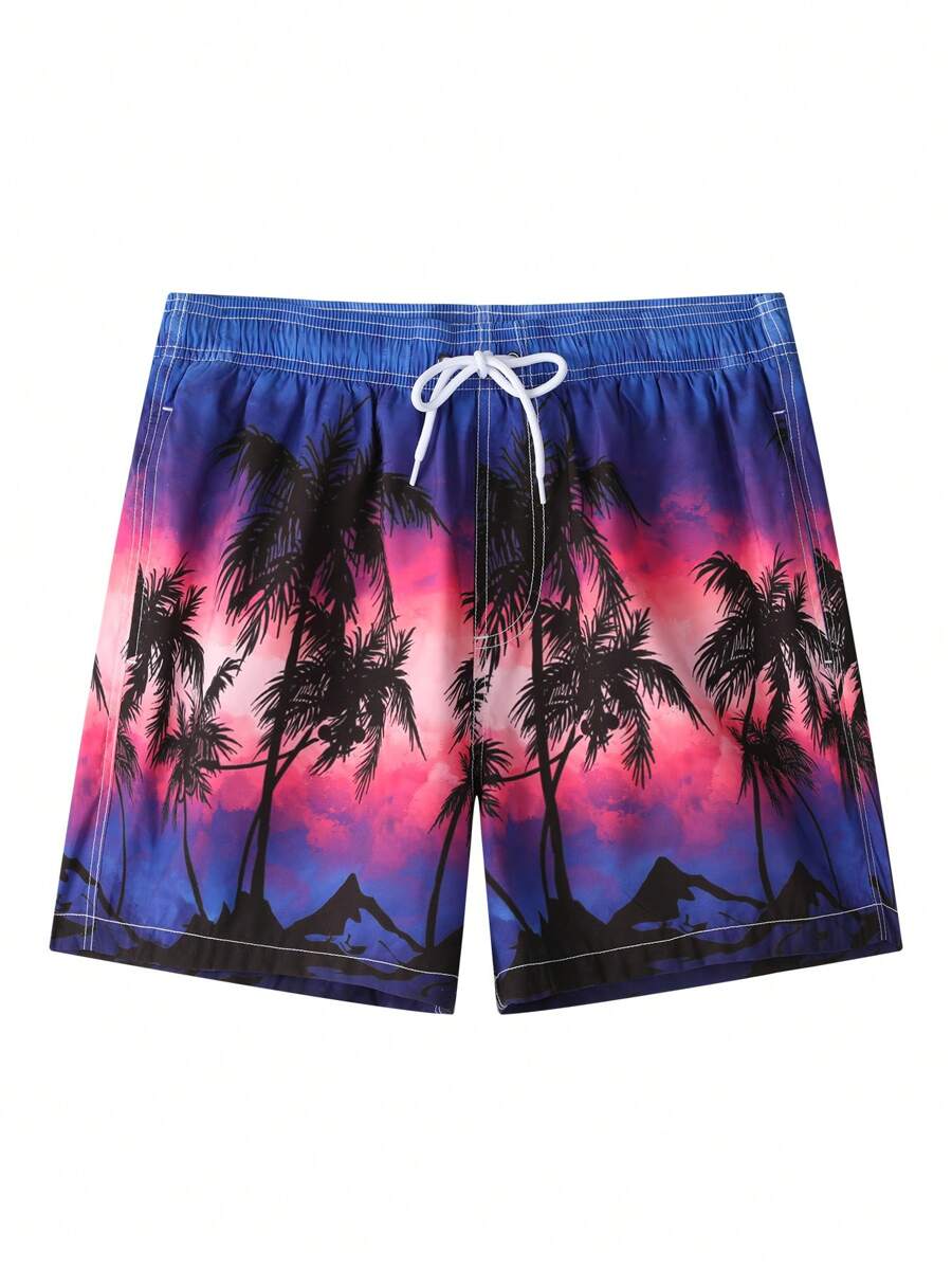 Surfspeed Men'S Mesh Lining Coconut Tree Printed Beach Shorts - Multicolor - View 1