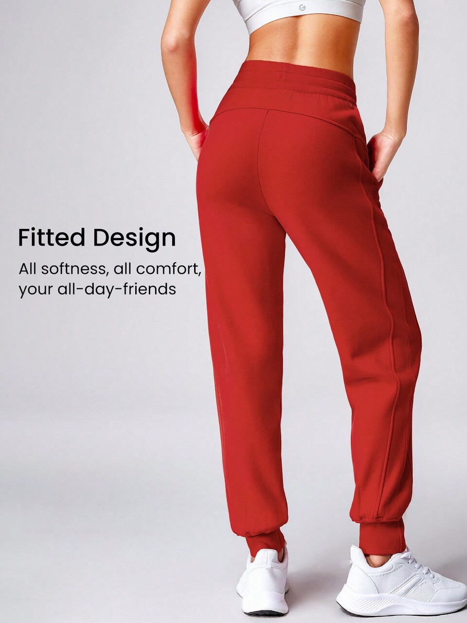 Cotton-Blend Fleece Regular Fit Adjustable Waist Pocket Joggers Cozy Warm Fall Winter