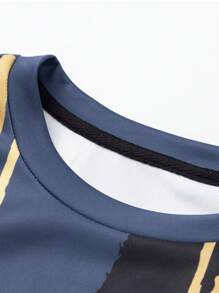 男士條紋長袖套頭衫 - 黑色 - 查看 4