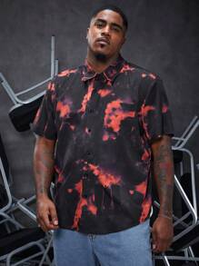 Manfinity LEGND Men's Plus Size Tie Dye Short Sleeve Shirt - Multicolor - View 3