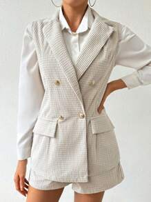Chiquease Conjunto De Traje De Color Sólido - Albaricoque - Ver 3