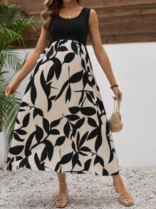 SHEIN Maternity Printed Patchwork Sleeveless Dress