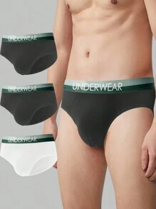 Nam Khối màu Tam giác Đồ lót Với Lá thư Dệt Ruy băng - Nhiều màu - Xem 1