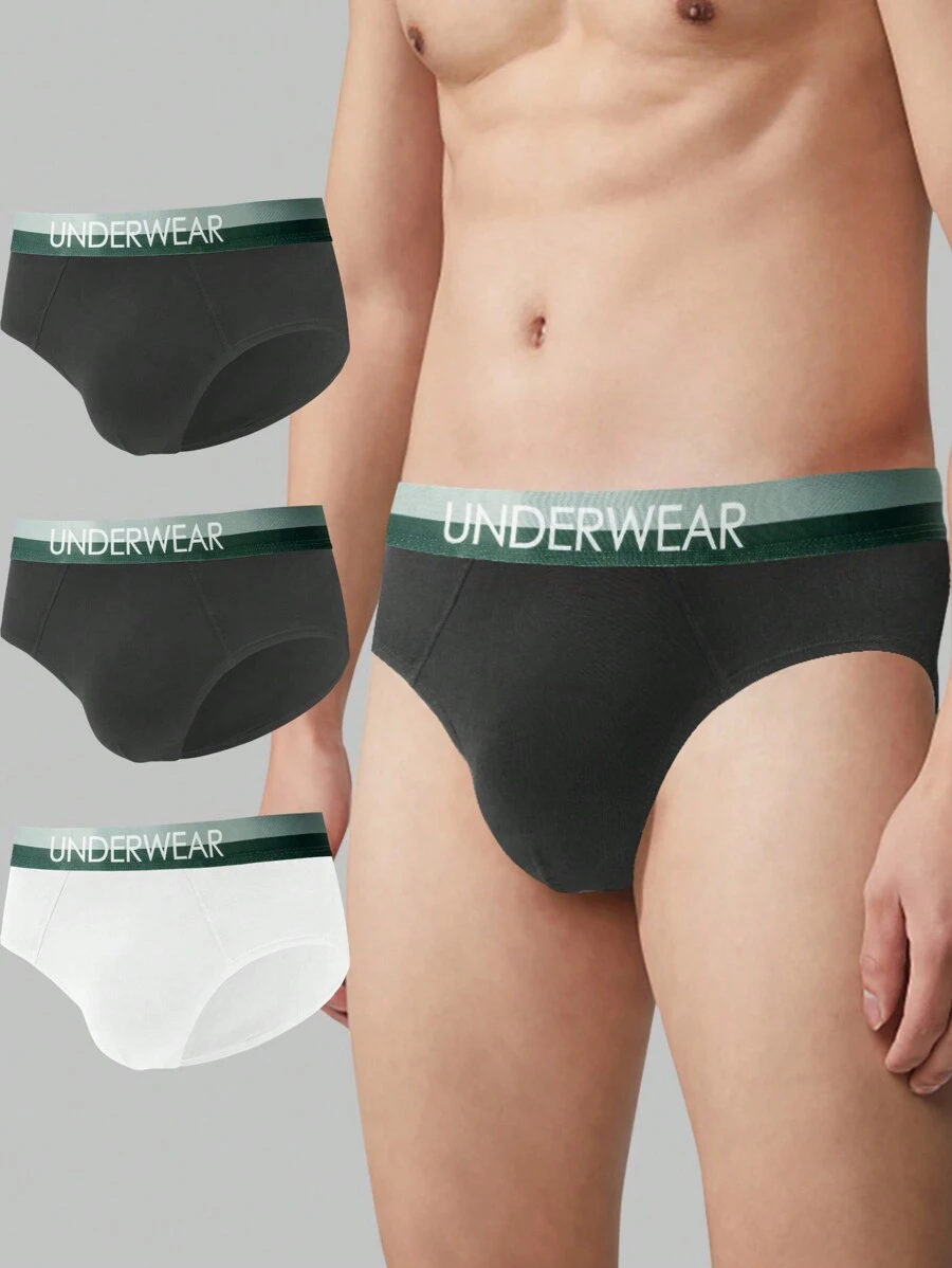 Nam Khối màu Tam giác Đồ lót Với Lá thư Dệt Ruy băng - Nhiều màu - Xem 1